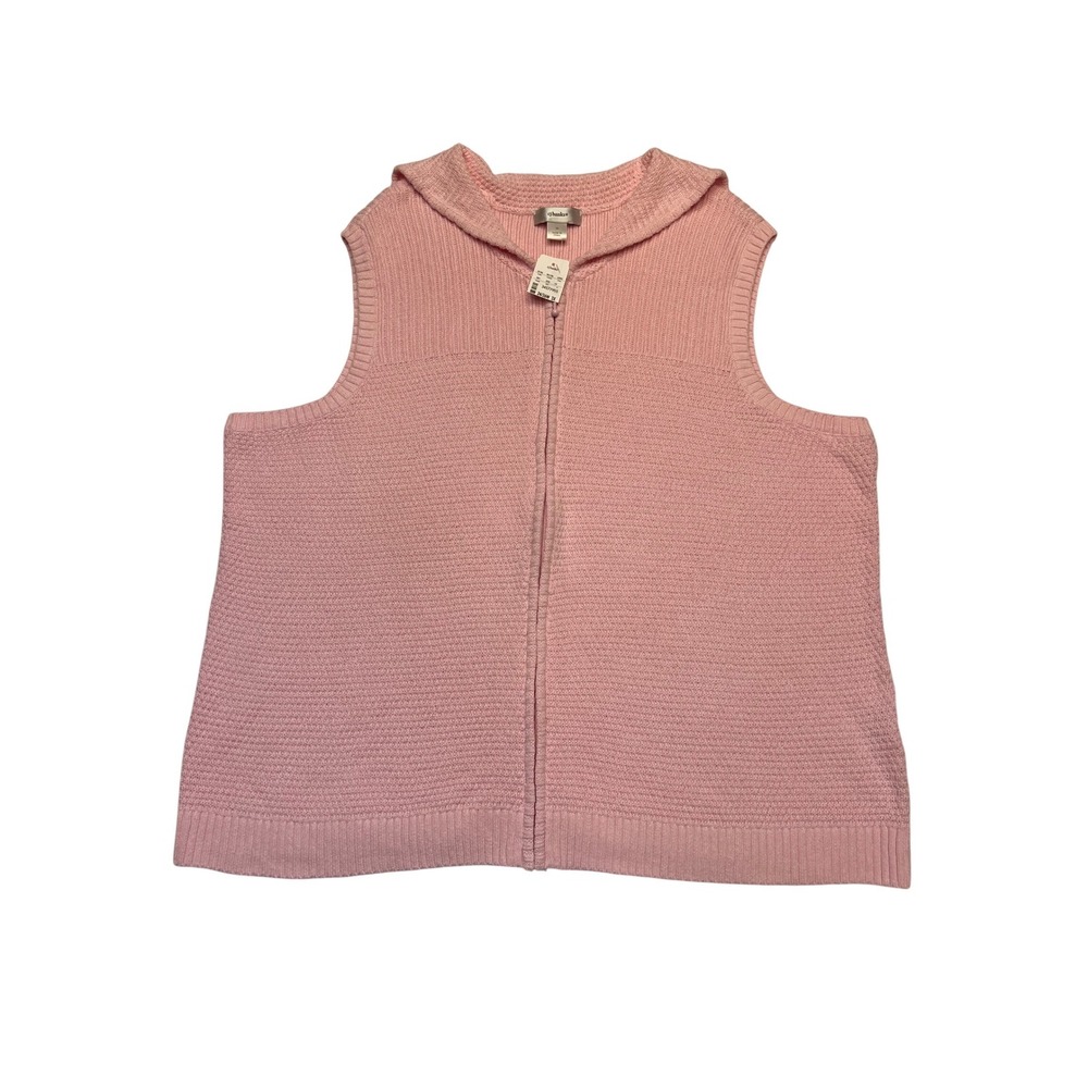 CJ Banks Pink Knit Full Zip Ramie Cotton Sweater Vest NWT Size 3X